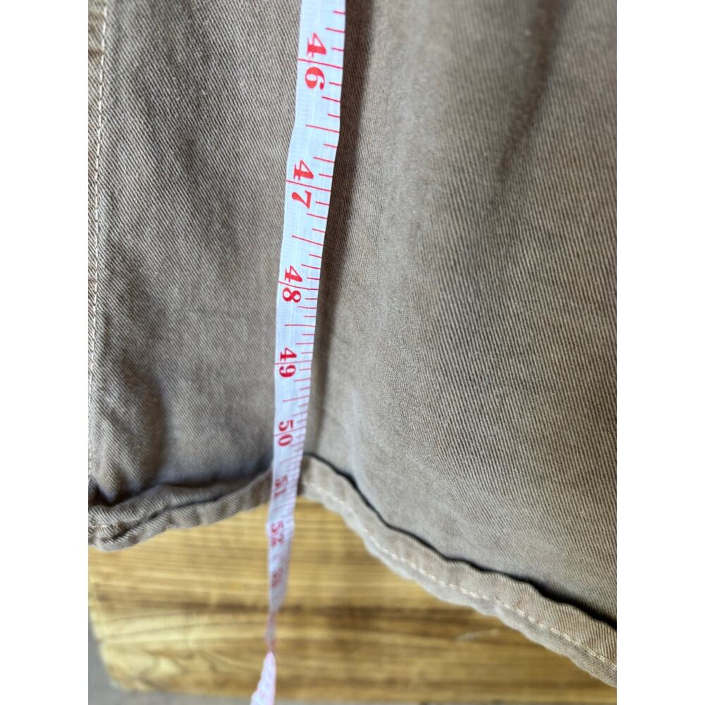 VTG 90s Cotton Canvas Button Up Maxi StonewshTaupe Empire 6Panel Flare Utility - Picture 7 of 8